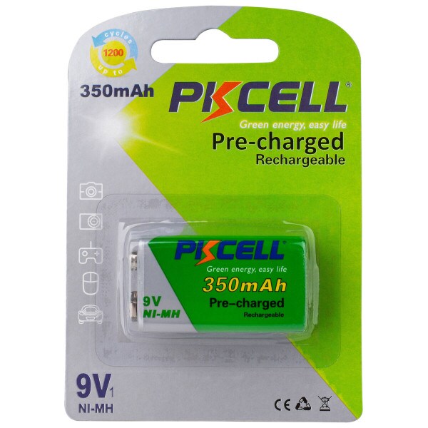Main product image for PKCELL 9V Precharged Rechargeable NiMH 350mAh 142-222